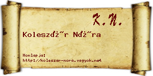 Koleszár Nóra névjegykártya
