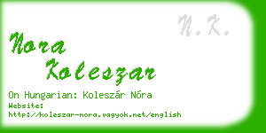 nora koleszar business card